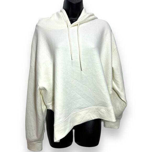 Hudson North Women's Oversized Cropped Hoodie Ivory Size L Casual - Picture 1 of 4